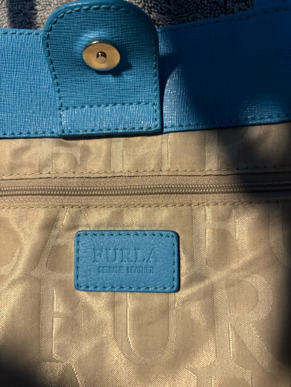 FURLA Authentic Sky Blue Leather Tote - Picture 9 of 16